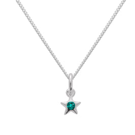 Sterlingsilber & türkisfarbener CZ-Kristall, Geburtsstein für Dezember, Stern-Anhänger-Halskette, 14–32 Zoll
