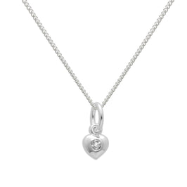 Halskette aus Sterlingsilber und klarem CZ-Kristall mit Geburtsstein für den Monat April in Herzform