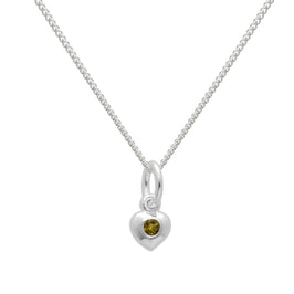 Sterlingsilber & Peridot CZ Kristall August Geburtsstein Herz Halskette