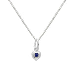 Sterlingsilber & Saphir CZ Kristall September Geburtsstein Herz Halskette