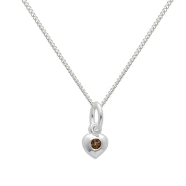 Sterlingsilber & Zitrin CZ Kristall November Geburtsstein Herz Halskette