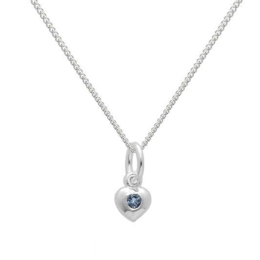 Sterlingsilber & Türkis CZ Kristall Dezember Geburtsstein Herz Halskette