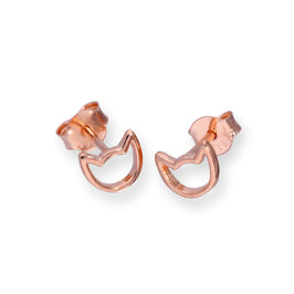 Rosévergoldet Sterlingsilber Katzenkopf Ohrstecker
