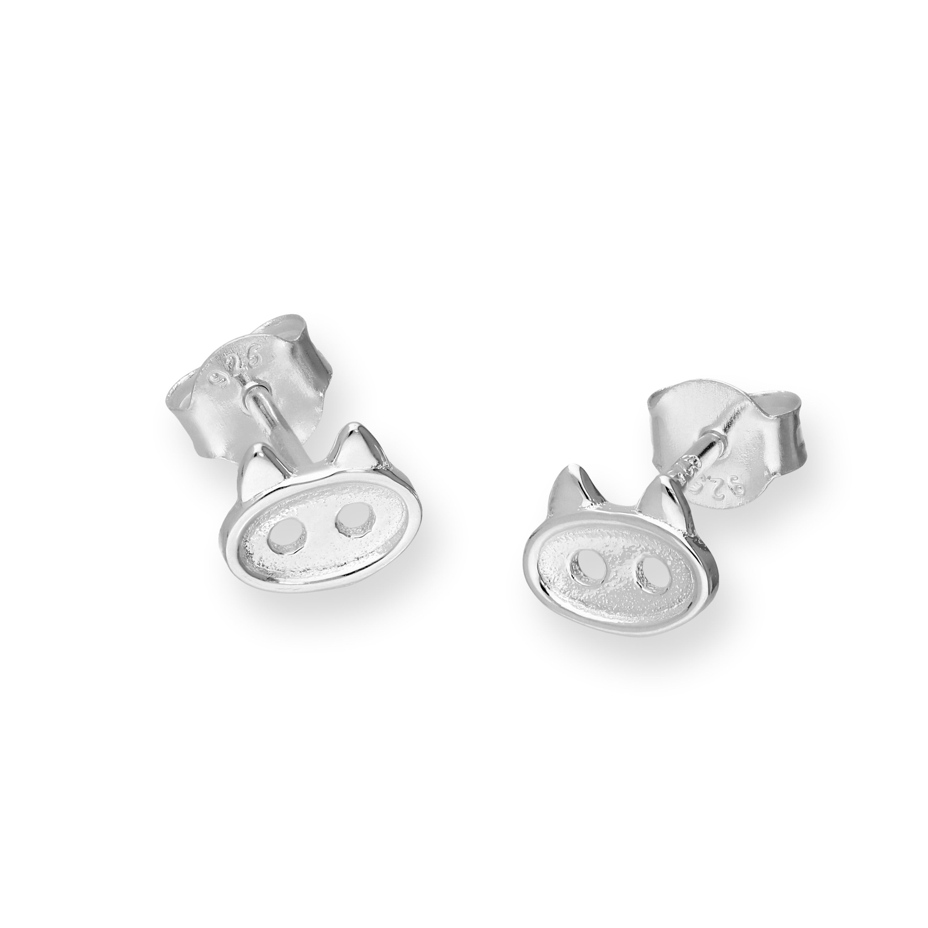 Sterlingsilber Katzenkopf Ohrstecker