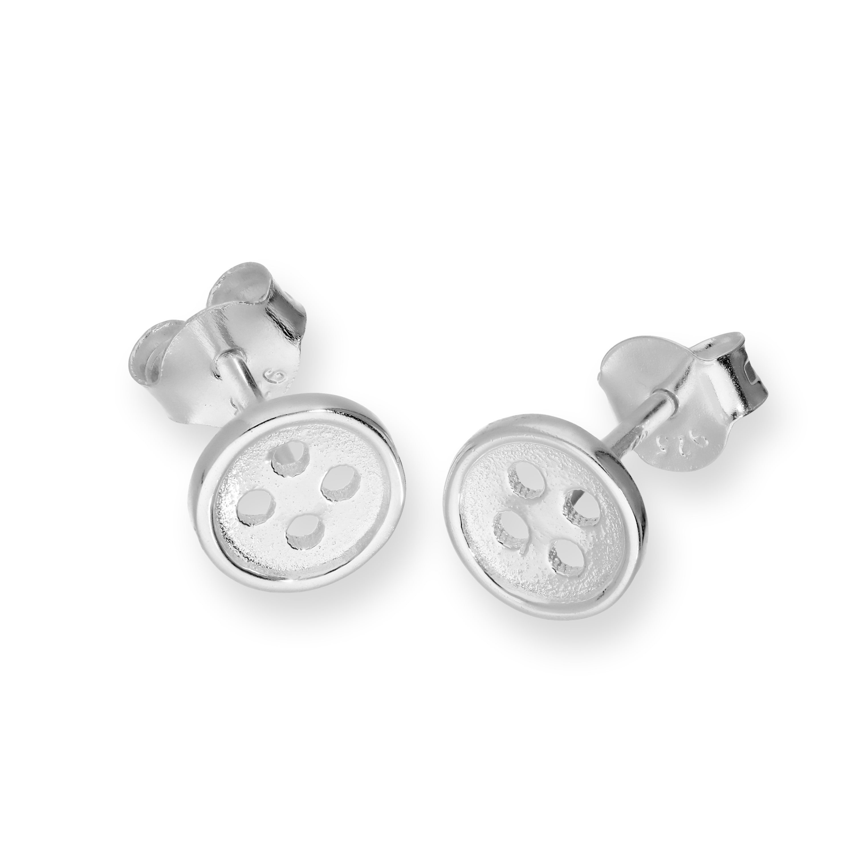 Sterlingsilber Rund Knopf Ohrstecker