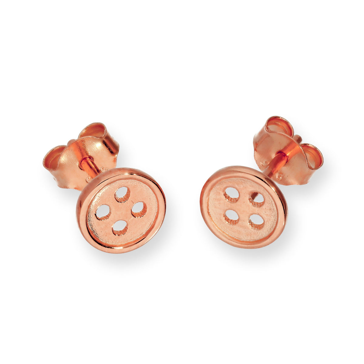 Runde Knopf-Ohrstecker aus rosévergoldetem Sterlingsilber