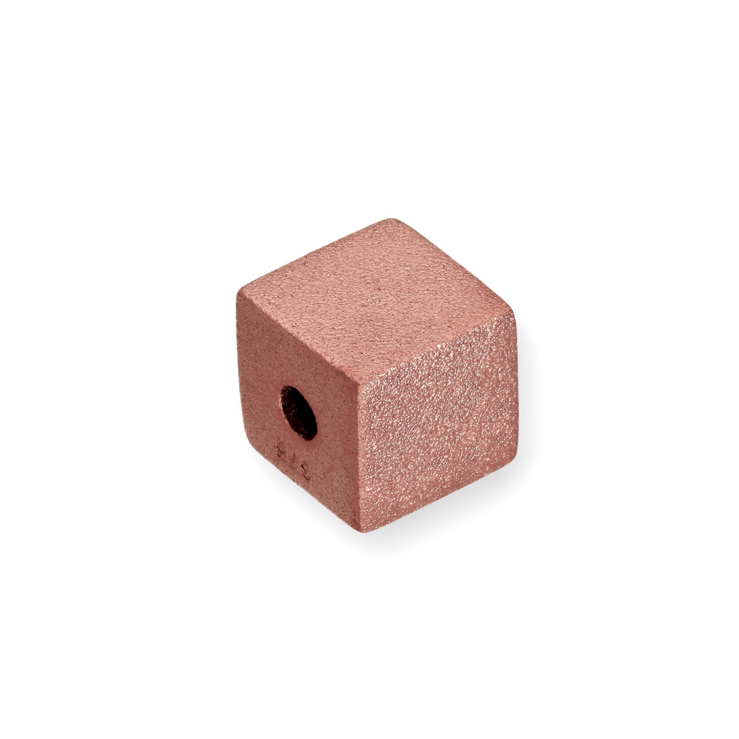 9ct Rose Gold Frosted Cube Bead Charm