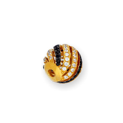 9ct Gold & CZ Crystal Open Swirl Bead Charm