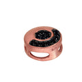 9 Karat Roségold & Schwarzer CZ Kristall Flacher Runder Bead Charm