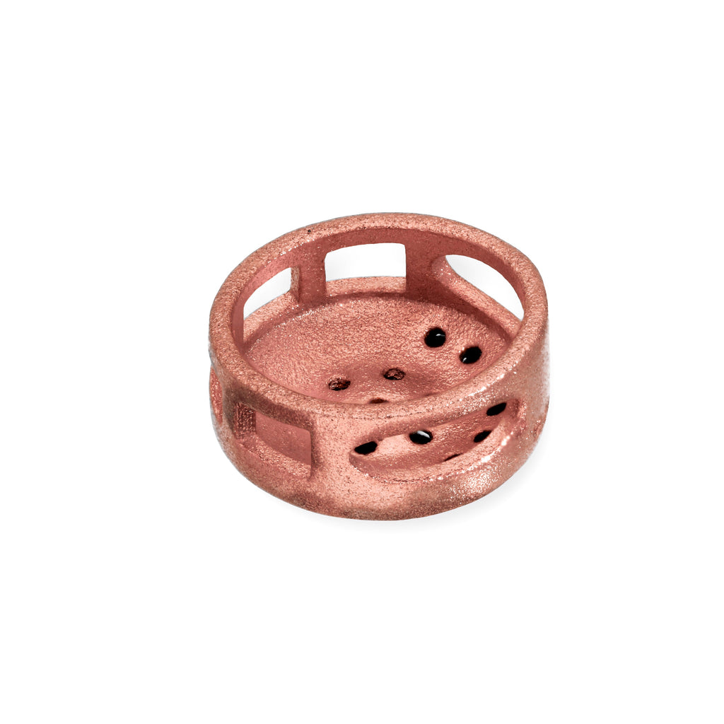 9 Karat Roségold & Schwarzer CZ Kristall Flacher Runder Bead Charm