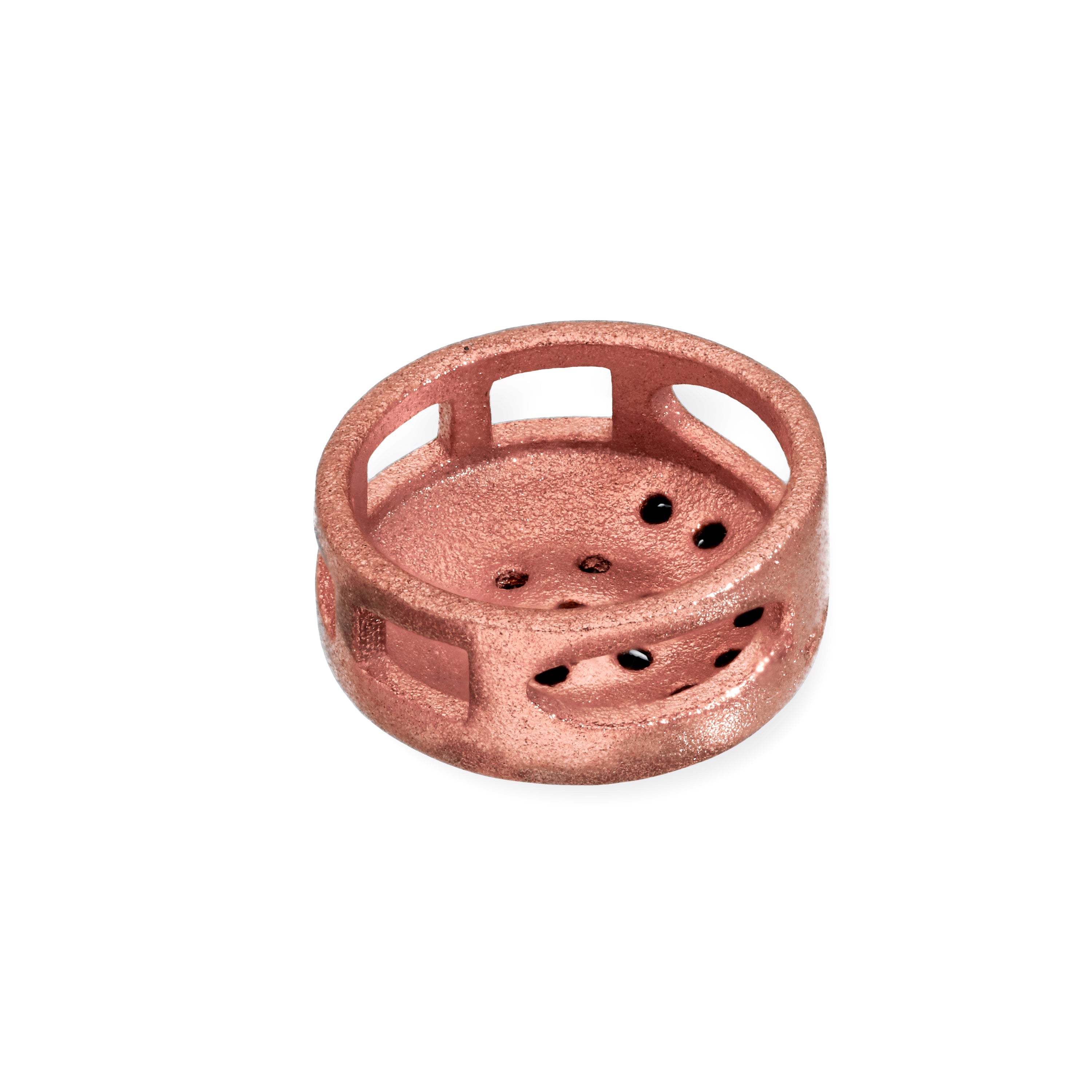 9 Karat Roségold & Schwarzer CZ Kristall Flacher Runder Bead Charm