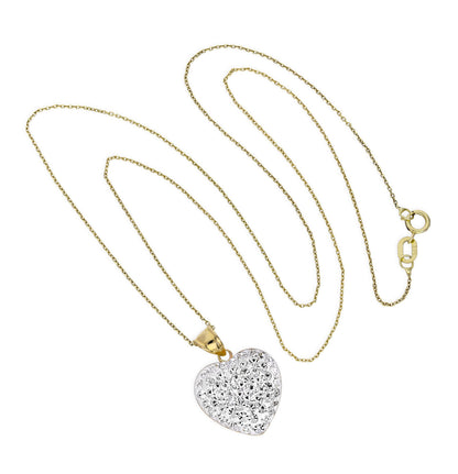 Halskette mit Anhänger aus 9 Karat Gold und klarem CZ-Kristall in Herzform, 16–20 Zoll