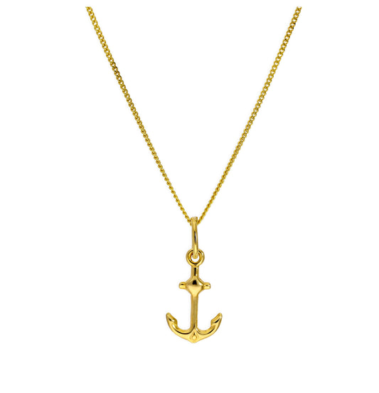 9 Karat Gold Schiffsanker Anhänger Halskette 40,5 - 51cm