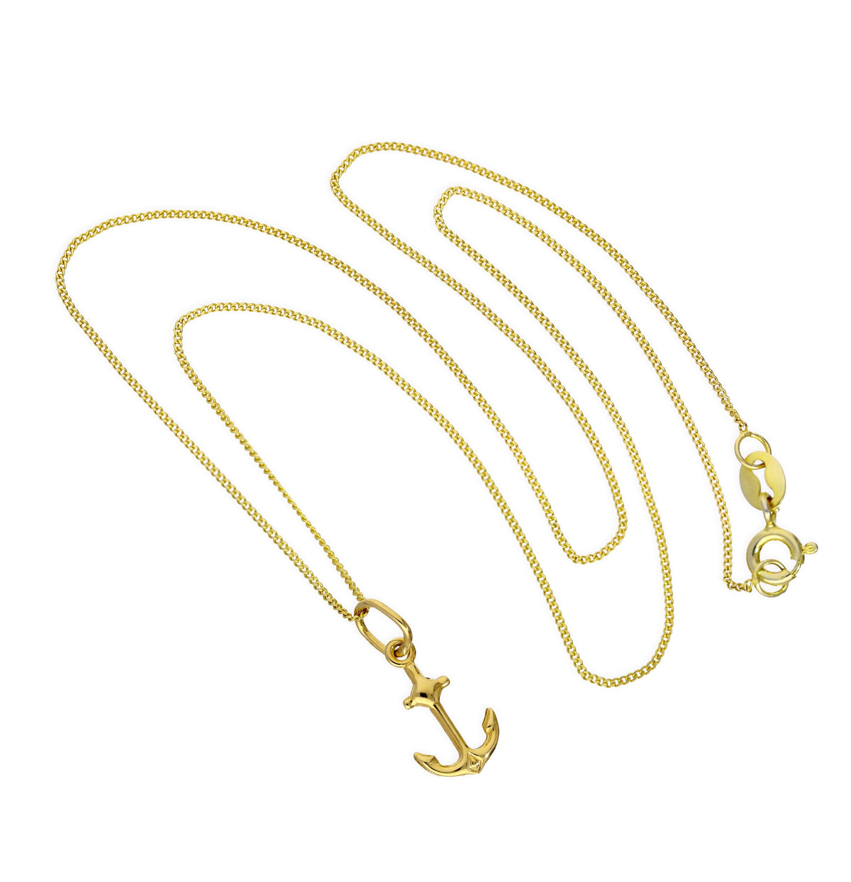 9 Karat Gold Schiffsanker Anhänger Halskette 40,5 - 51 cm