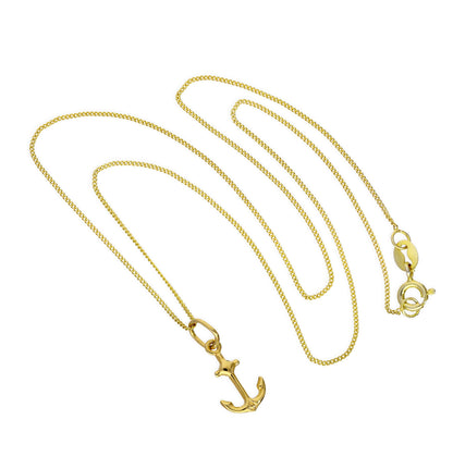 9 Karat Gold Schiffsanker Anhänger Halskette 40,5 - 51cm