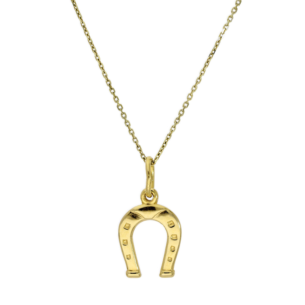 9 Karat Gold Glücks - Hufeisen Anhänger Halskette 40,5 - 51 cm