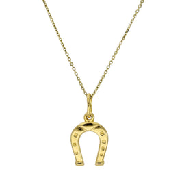 9 Karat Gold Glücks - Hufeisen Anhänger Halskette 40,5 - 51 cm