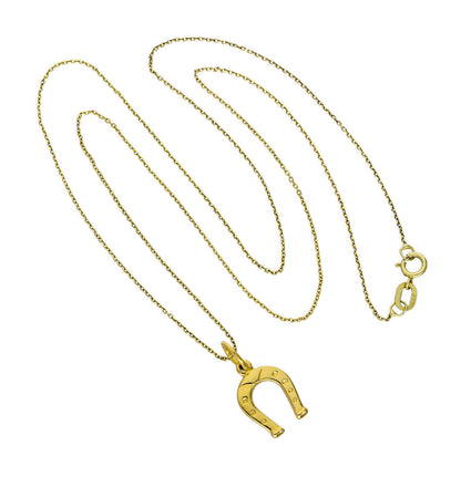 9 Karat Gold Glücks - Hufeisen Anhänger Halskette 40,5 - 51cm