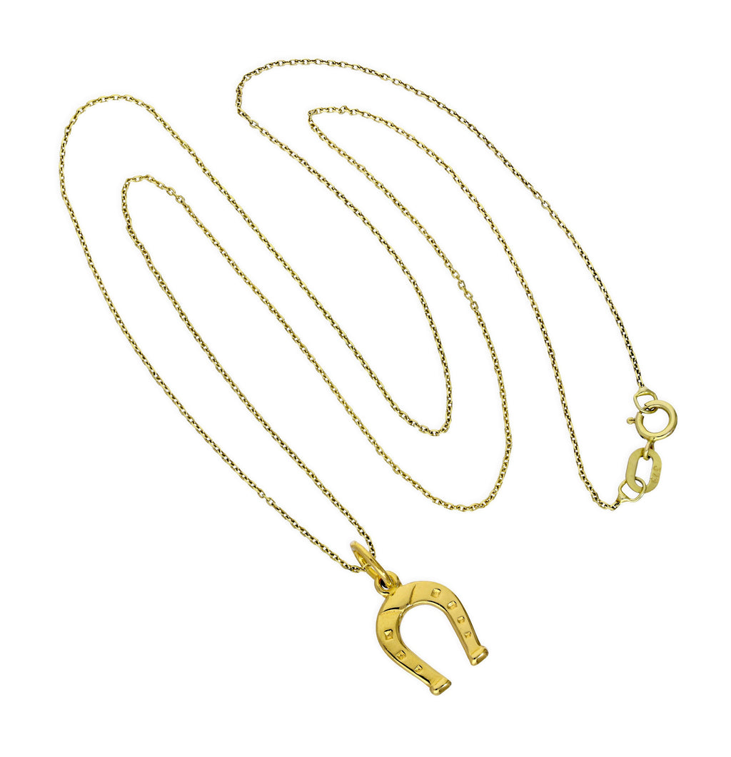 9 Karat Gold Glücks - Hufeisen Anhänger Halskette 40,5 - 51 cm