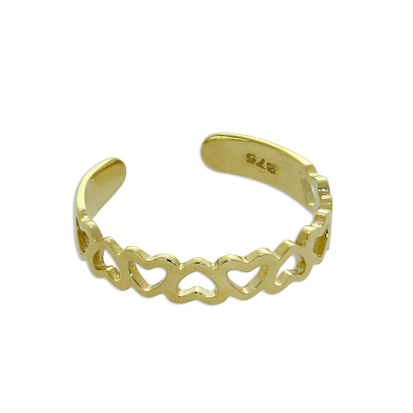 9 Karat Gold Zehenring mit ausgeschnittenen Herzen