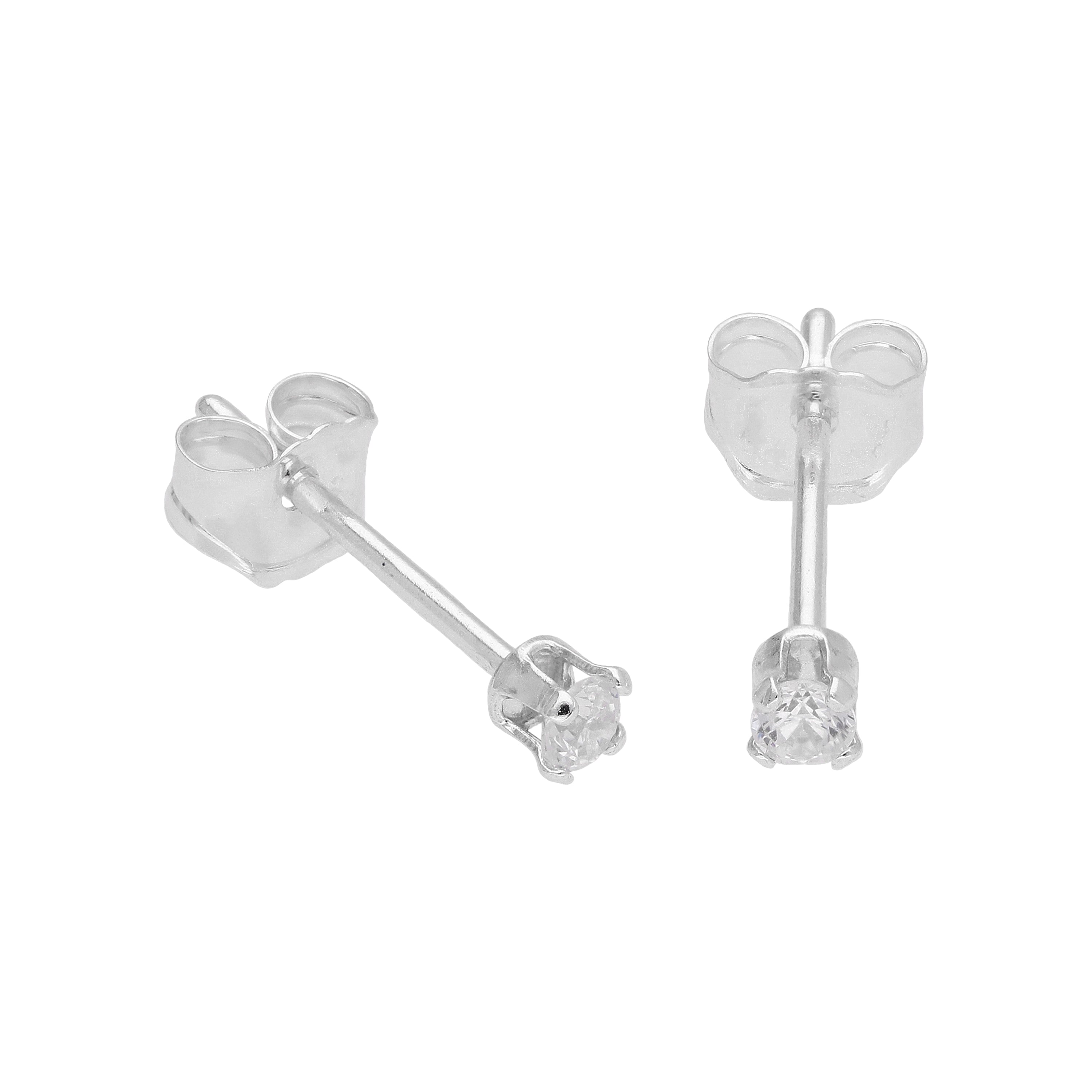 Sterlingsilber Runde CZ Ohrstecker