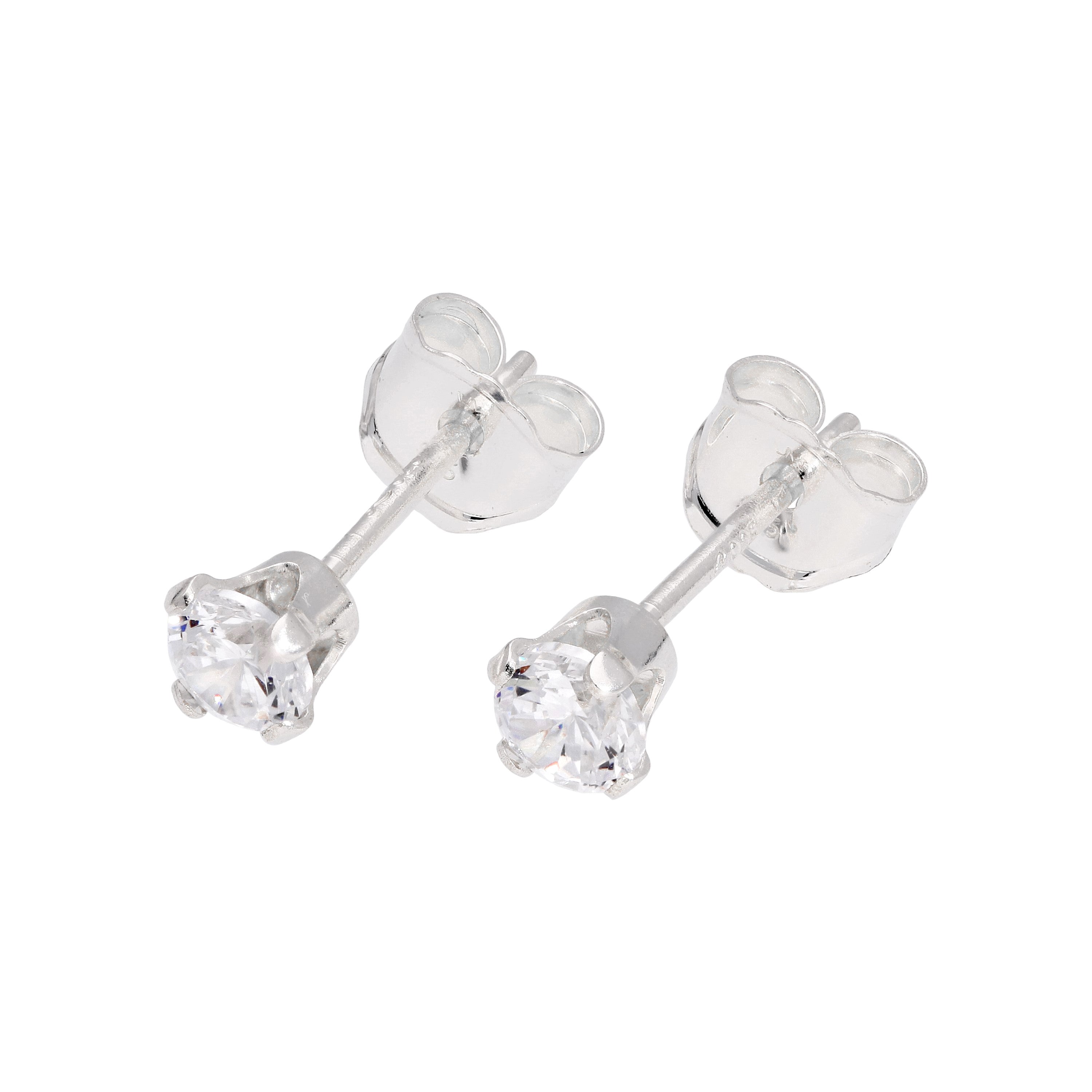 Sterlingsilber Runde CZ Ohrstecker