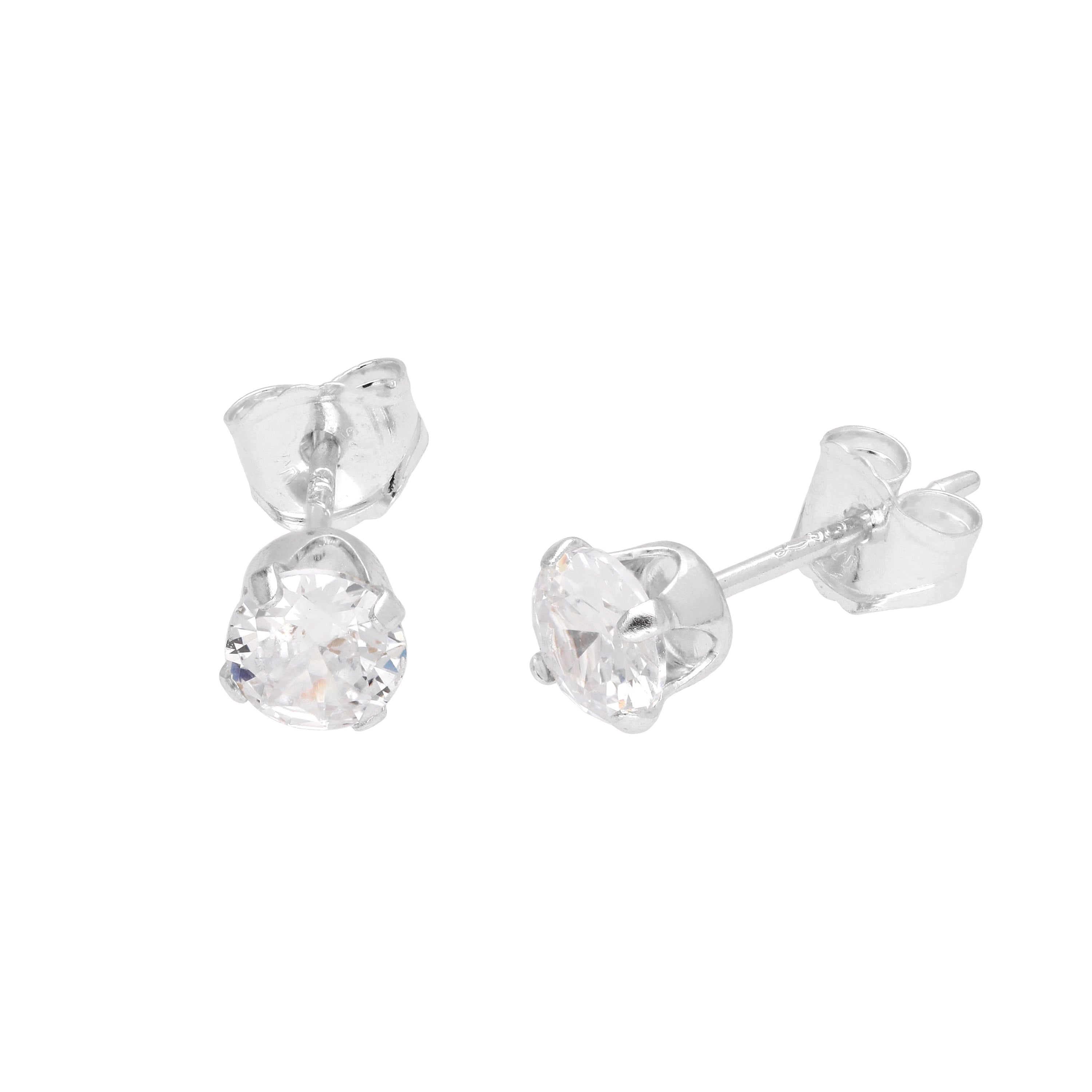 Sterlingsilber Runde CZ Ohrstecker