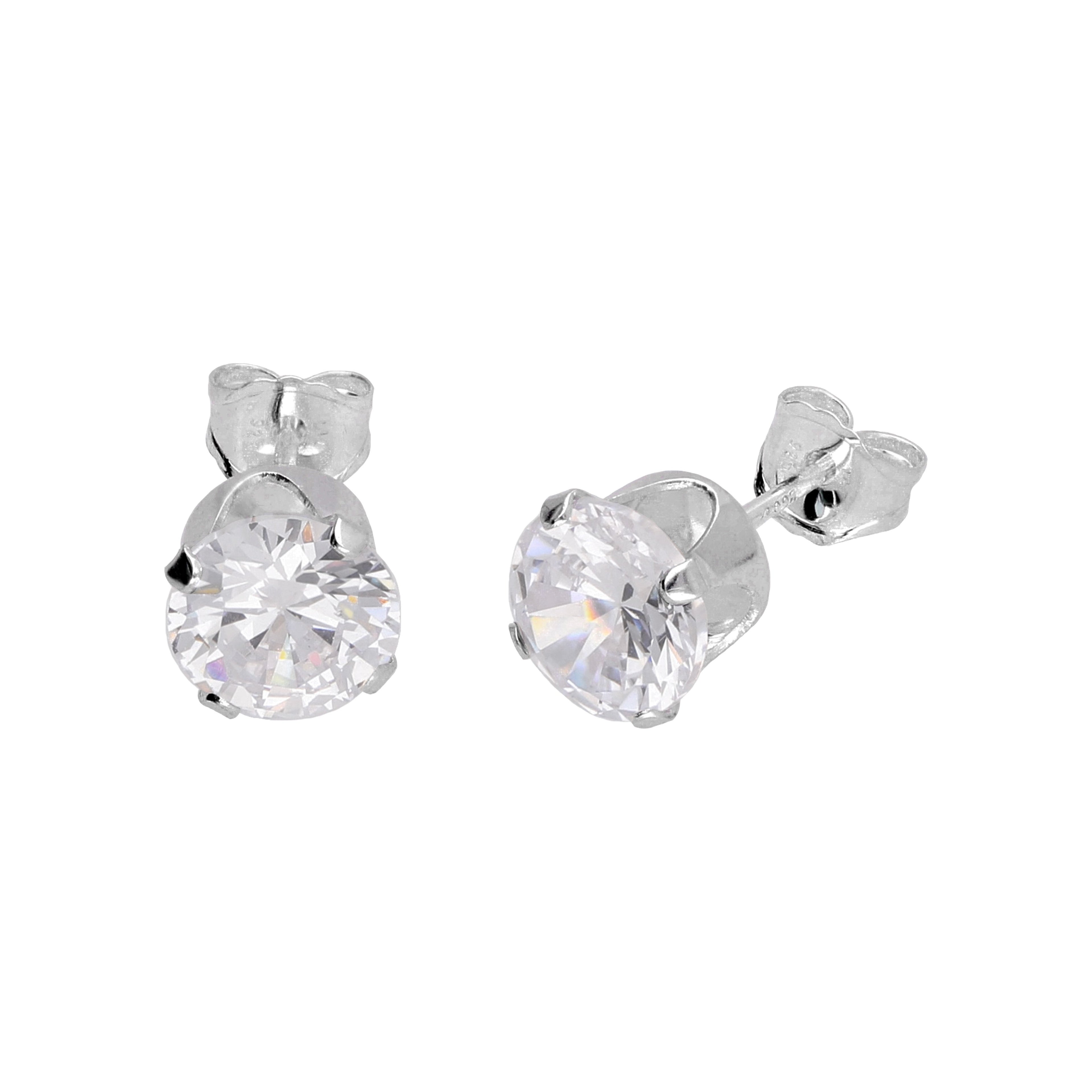 Sterlingsilber Runde CZ Ohrstecker
