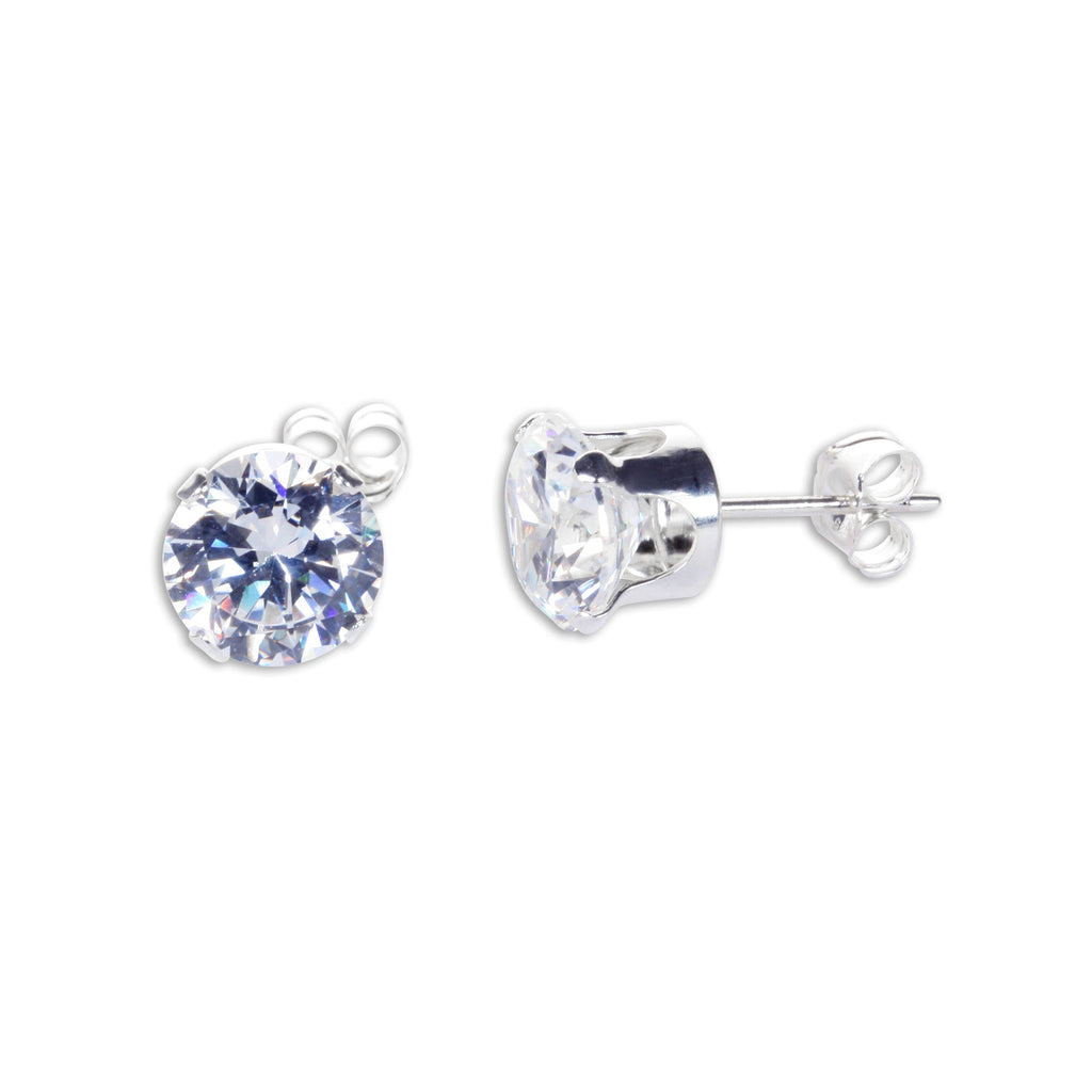 Sterlingsilber Runde CZ Ohrstecker