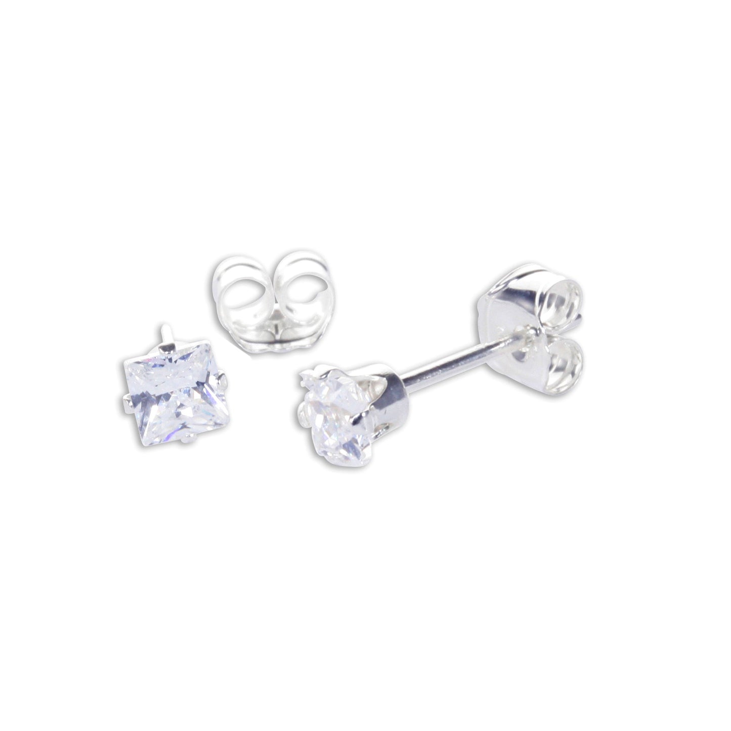 Quadratische CZ-Ohrstecker aus Sterling Silber