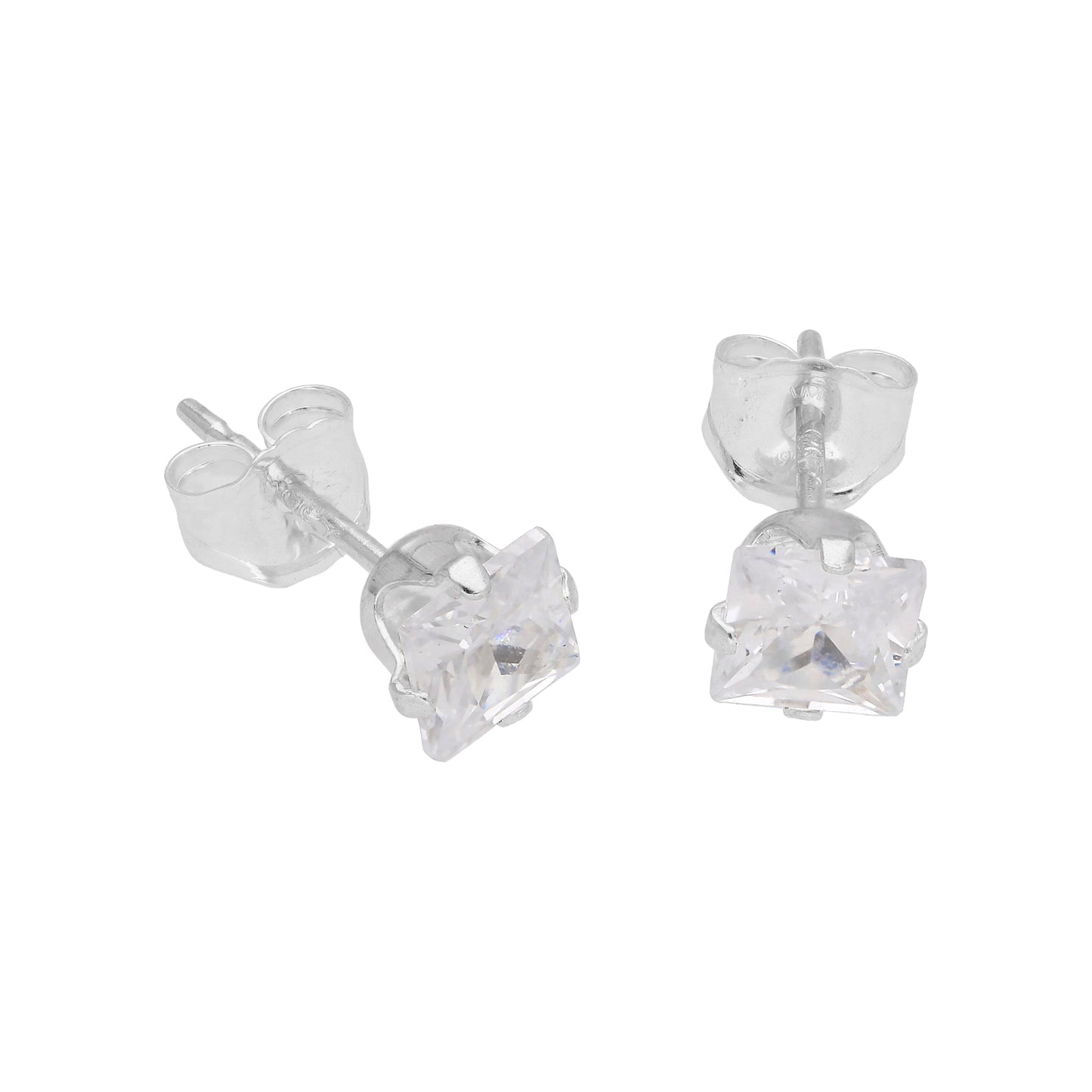 Quadratische CZ-Ohrstecker aus Sterling Silber