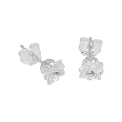 Quadratische CZ-Ohrstecker aus Sterling Silber