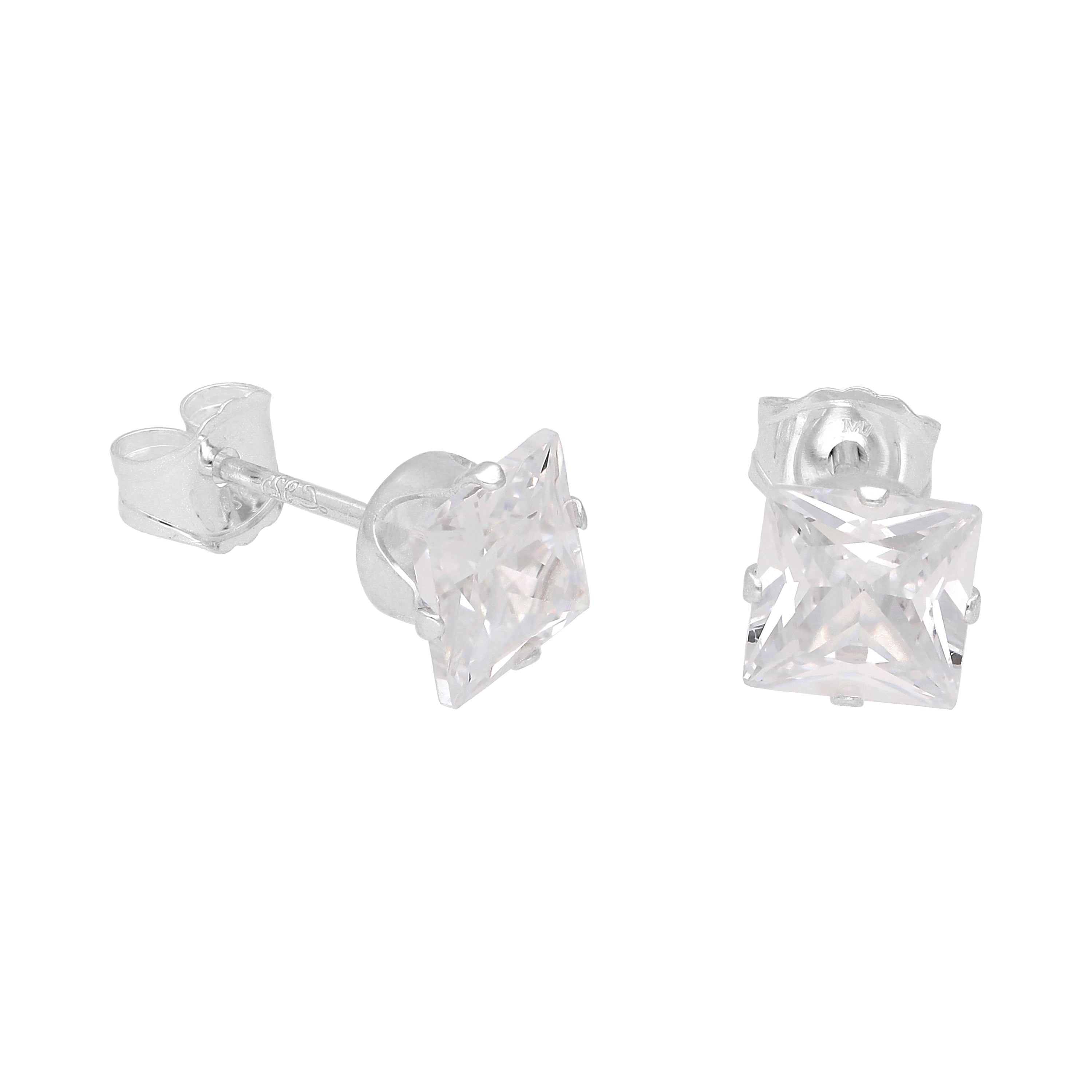 Quadratische CZ-Ohrstecker aus Sterlingsilber