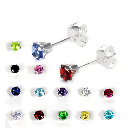Sterling Silber 3mm runde CZ Ohrstecker