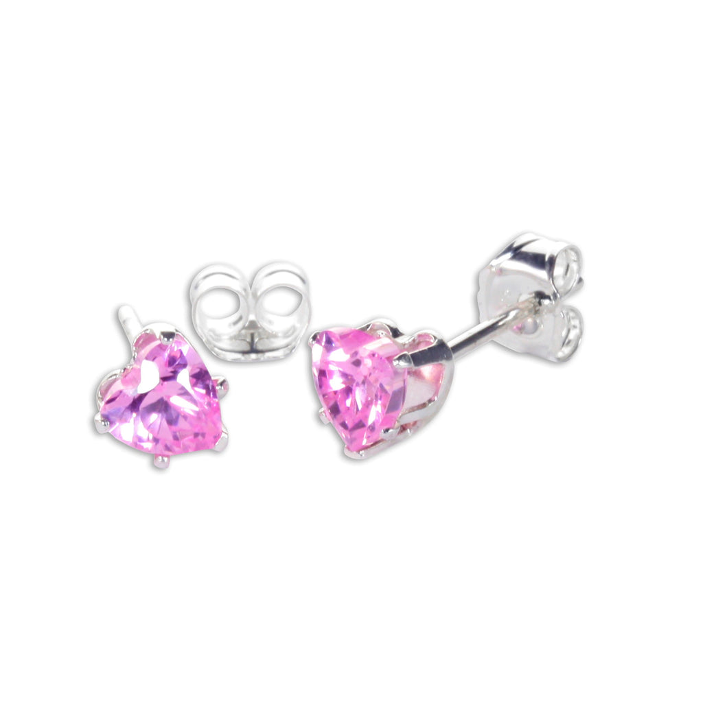 Sterlingsilber 4 mm Herz CZ Ohrstecker