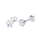 Stern-Ohrstecker aus Sterlingsilber mit Zirkonia, 4 mm