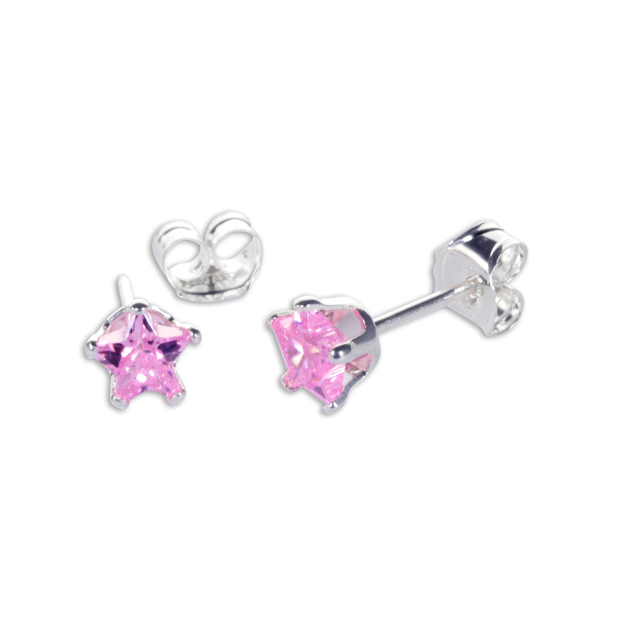 Sterlingsilber 4 mm Stern CZ Ohrstecker