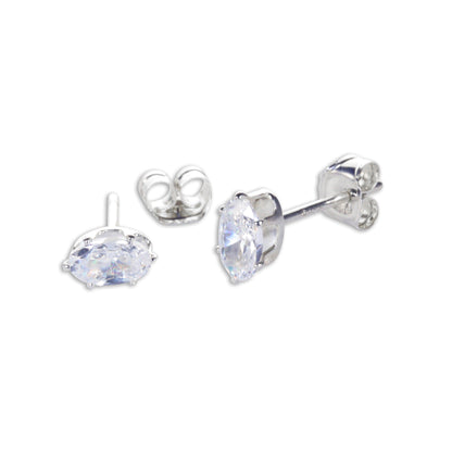 Klare CZ Ohrstecker aus Sterling Silber