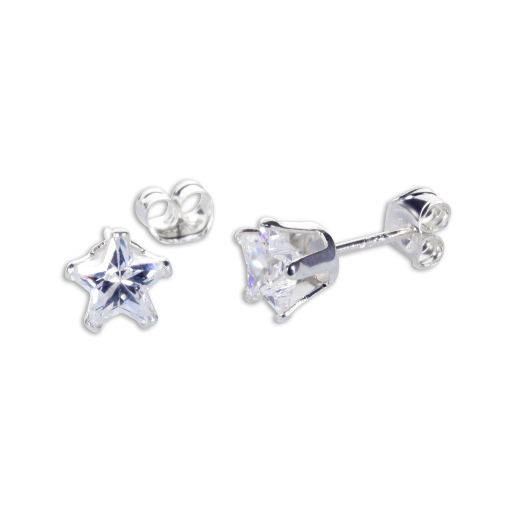Sterlingsilber Klarer Stern CZ Ohrstecker