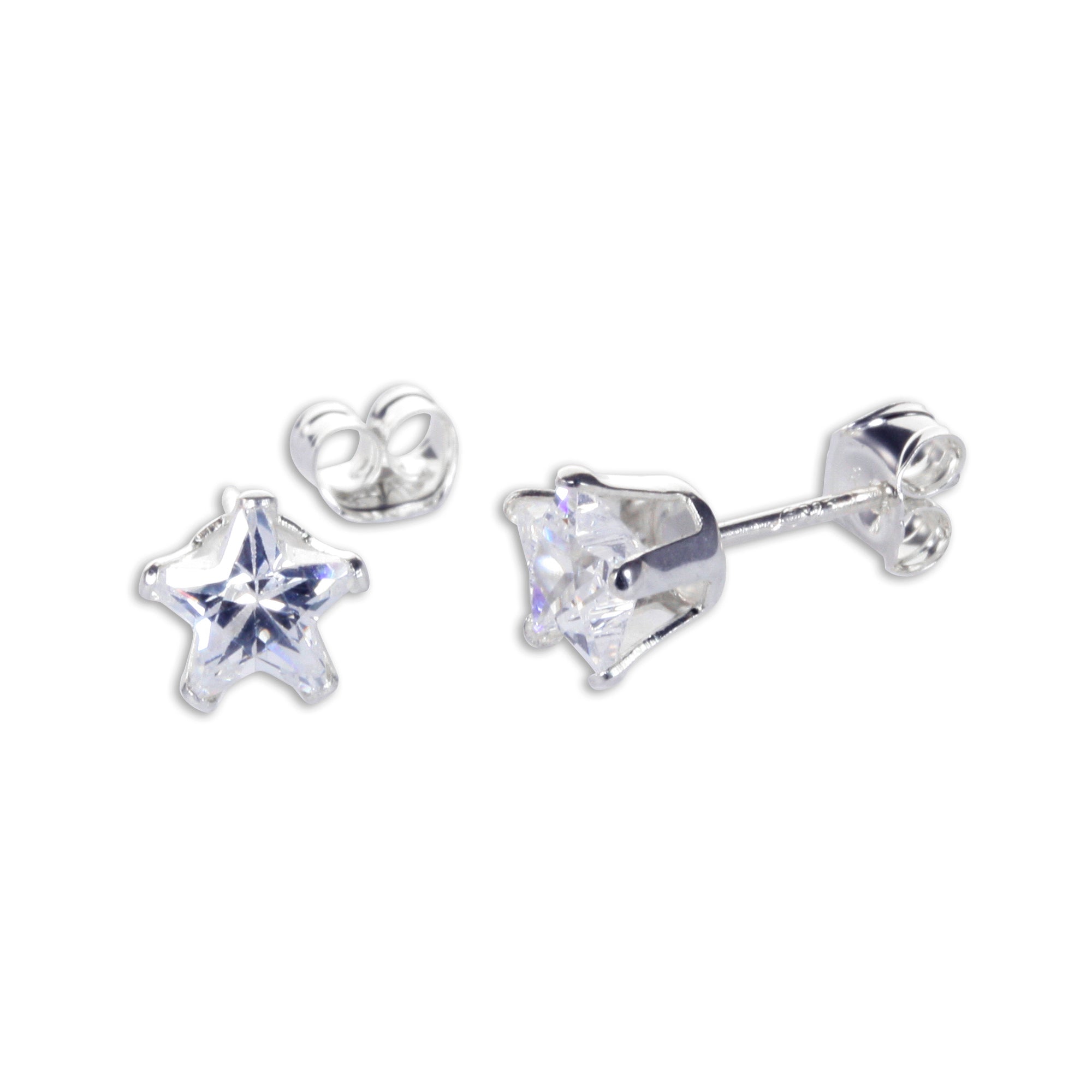 Sterlingsilber Klarer Stern CZ Ohrstecker