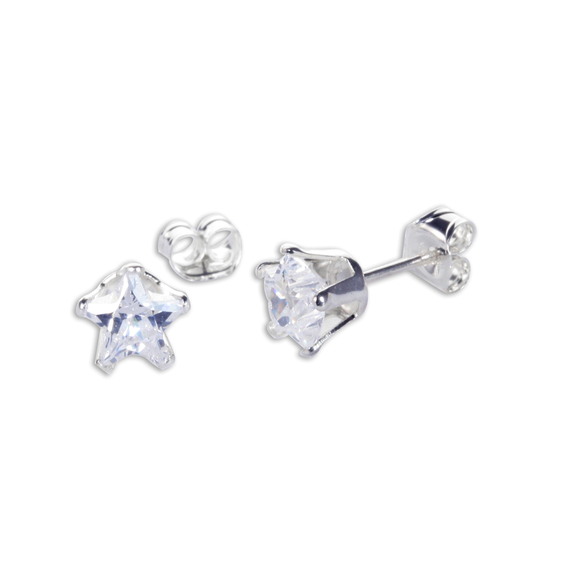 Sterlingsilber Klarer Stern CZ Ohrstecker