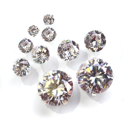 Sterling Silber Runde CZ Ohrstecker