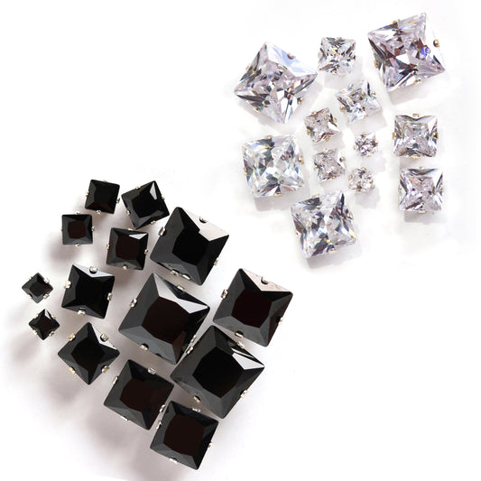 Quadratische CZ-Ohrstecker aus Sterling Silber