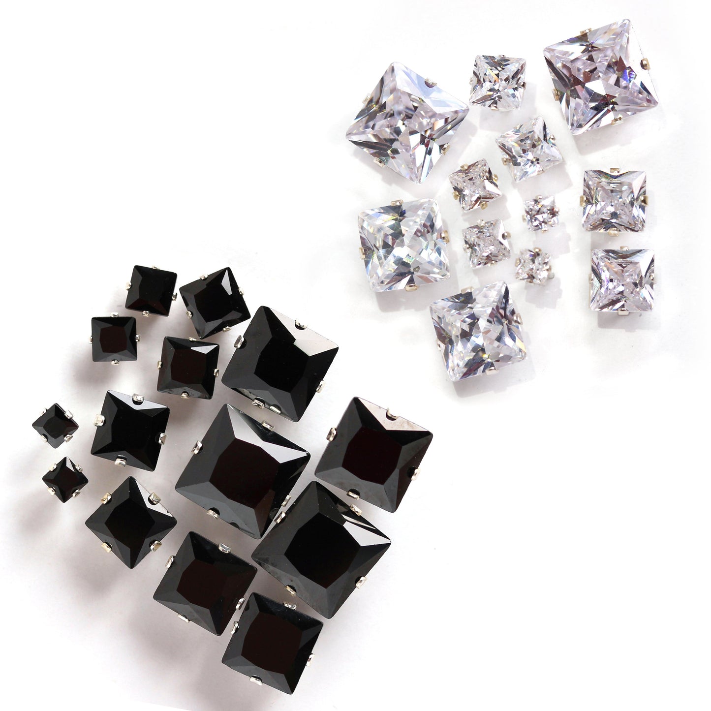 Quadratische CZ-Ohrstecker aus Sterling Silber