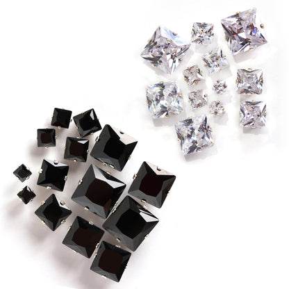 Quadratische CZ-Ohrstecker aus Sterling Silber