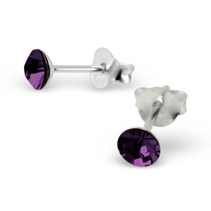 4mm runde Kristall Ohrstecker aus Sterling Silber