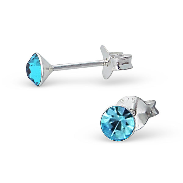 4mm runde Kristall Ohrstecker aus Sterling Silber