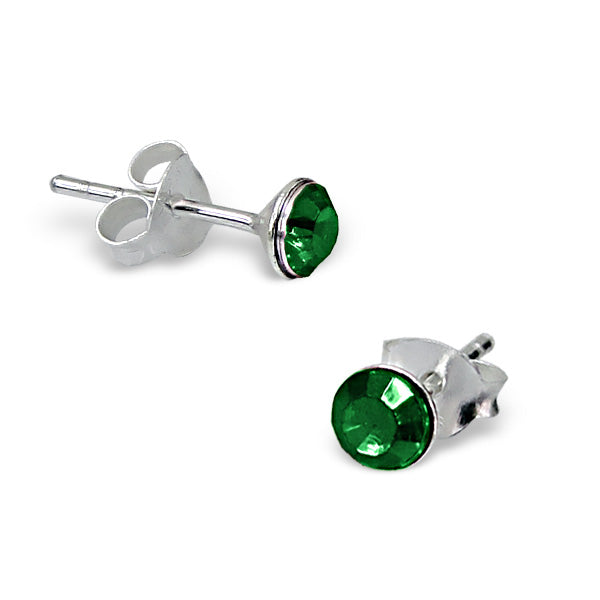 4 mm runde Kristall Ohrstecker aus Sterlingsilber