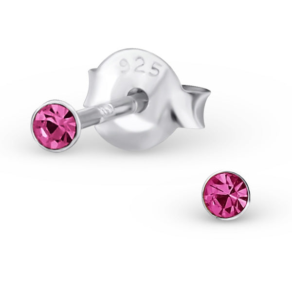 4mm runde Kristall Ohrstecker aus Sterling Silber