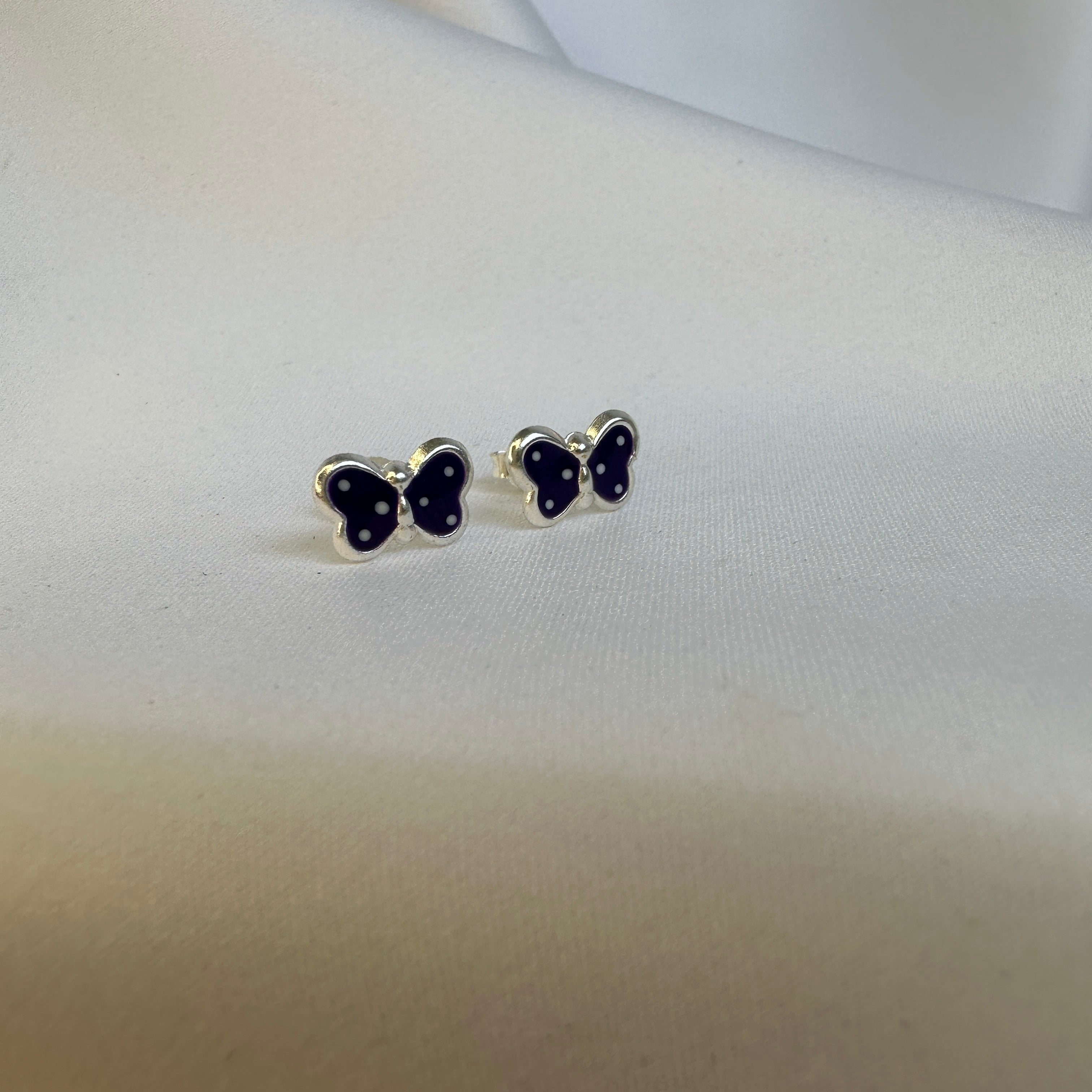 Sterlingsilber Lila Emaille Schmetterling Ohrstecker